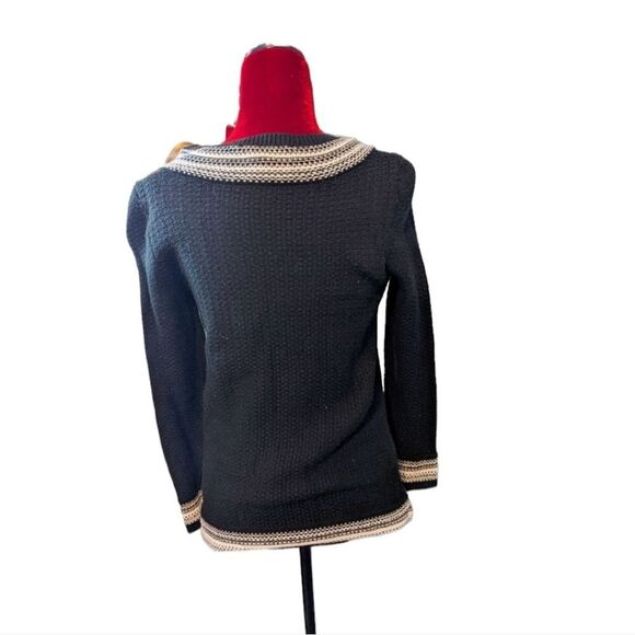 LOFT Ann Taylor Navy and White Sleeve Knit Sweater Size Small Petite - Picture 4 of 6